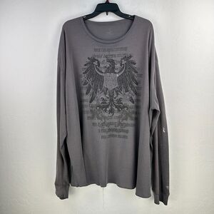 Waffle Knit Eagle Animal Print Tshirt Mens Gray Black Long Sleeve‎ Tee Grunge